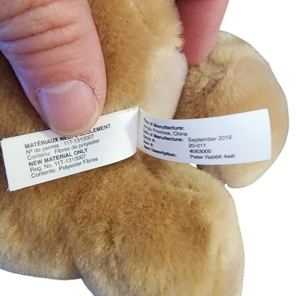 Peter Rabbit Plush Toy 16" Beige Bunny W/ Red Jacket Black Scarf Polyester Kids - Picture 4 of 4